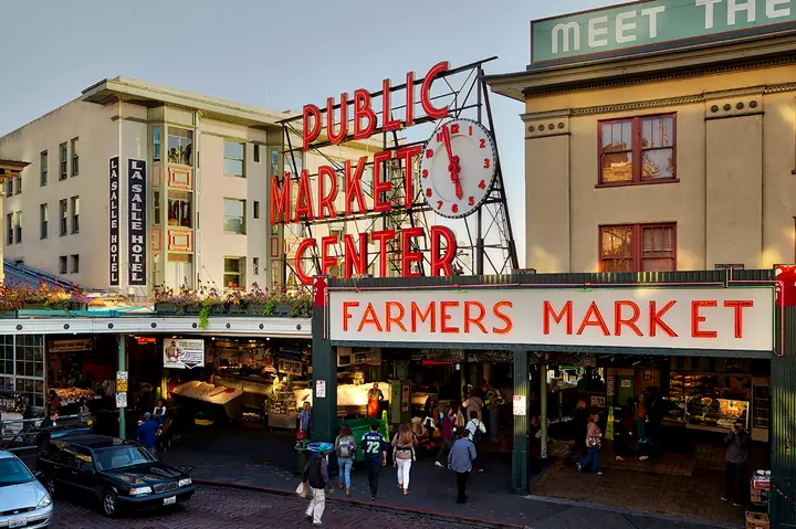 Seattle City Hall Farmers Market featuring Pike Place Market Express